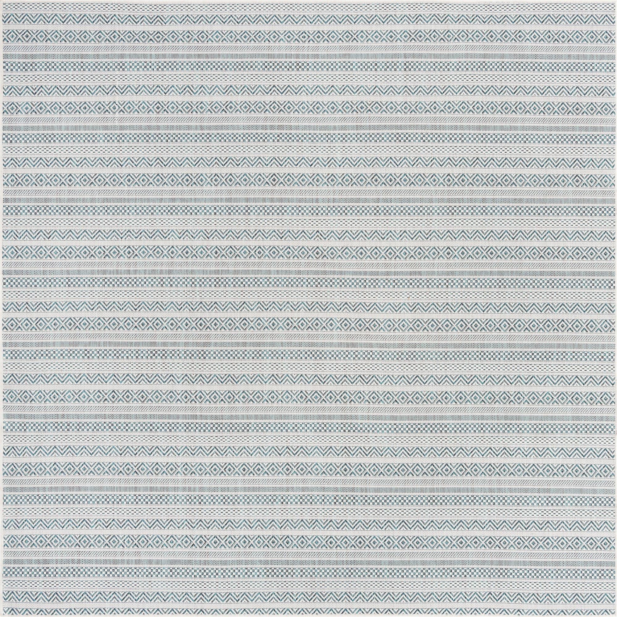 7' 10 x 7' 10  Washable Striped Indoor / Outdoor Square Rug