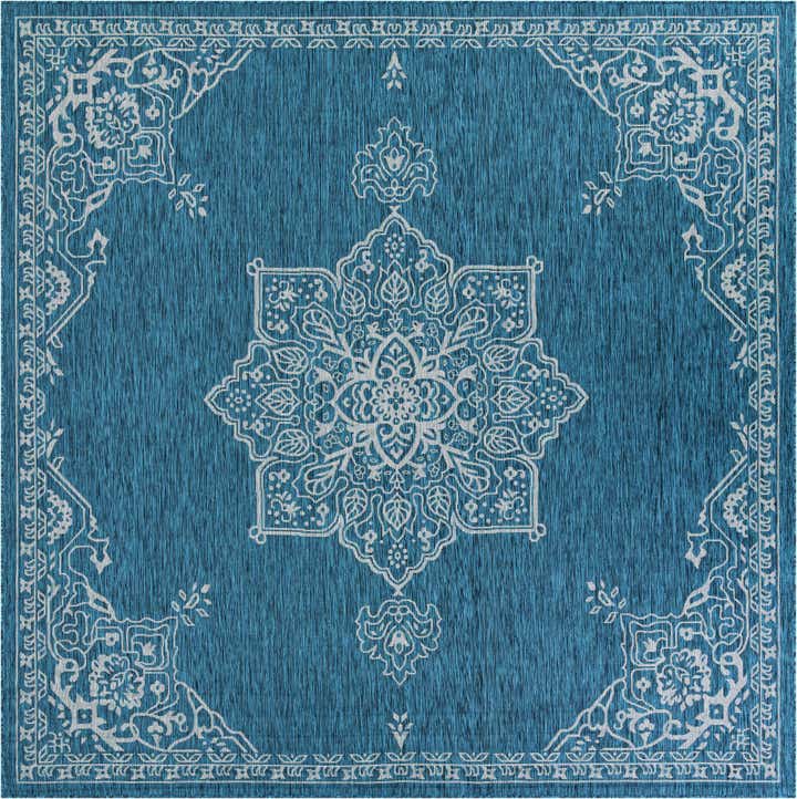 10' x 10' Easy-Clean Traditional Indoor / Outdoor Square Rug