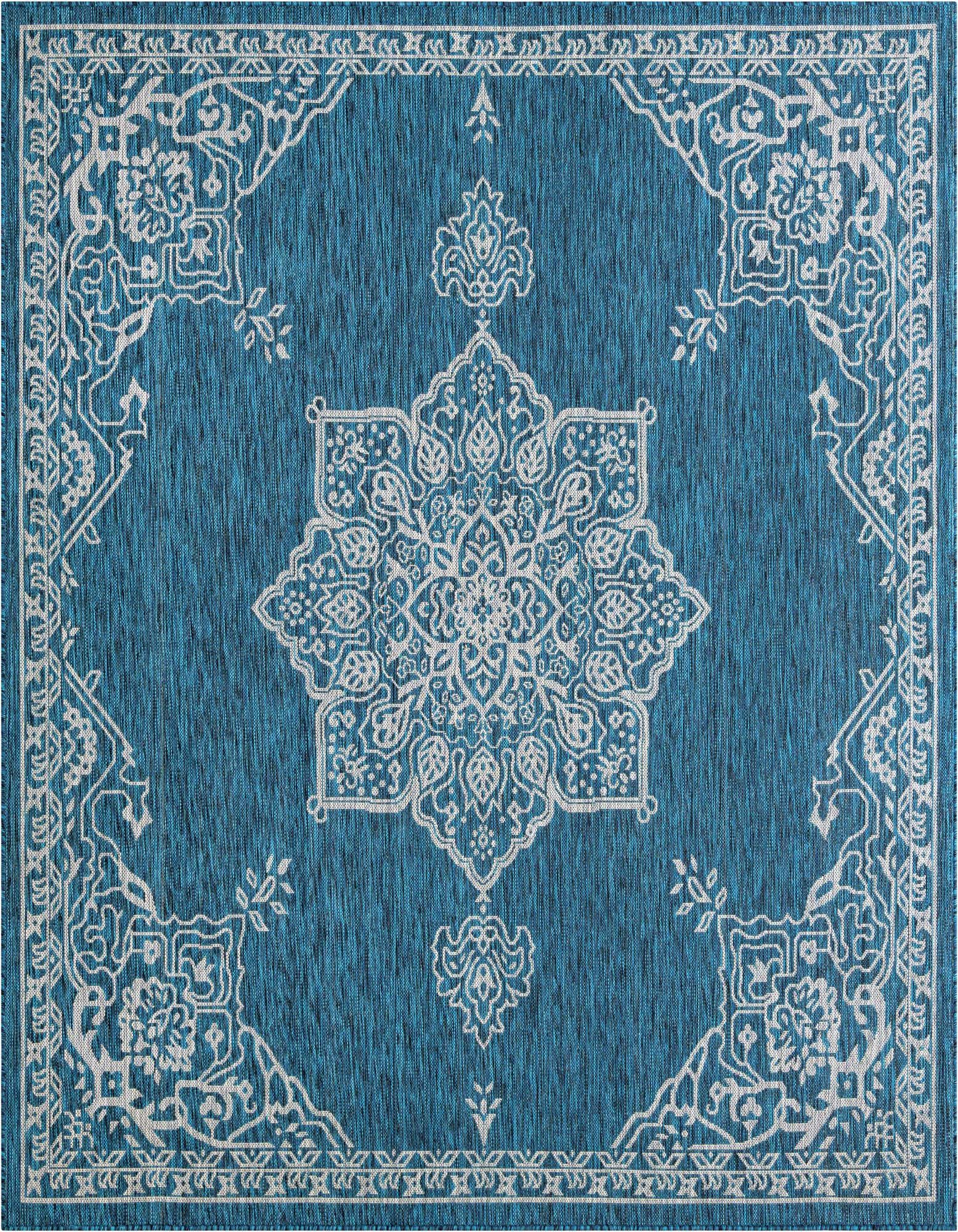 7' 10 x 7' 10 Easy-Clean Traditional Indoor / Outdoor Square Rug