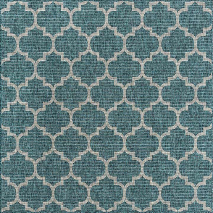 7' 10 x 7' 10 Easy-Clean Trellis Indoor / Outdoor Square Rug