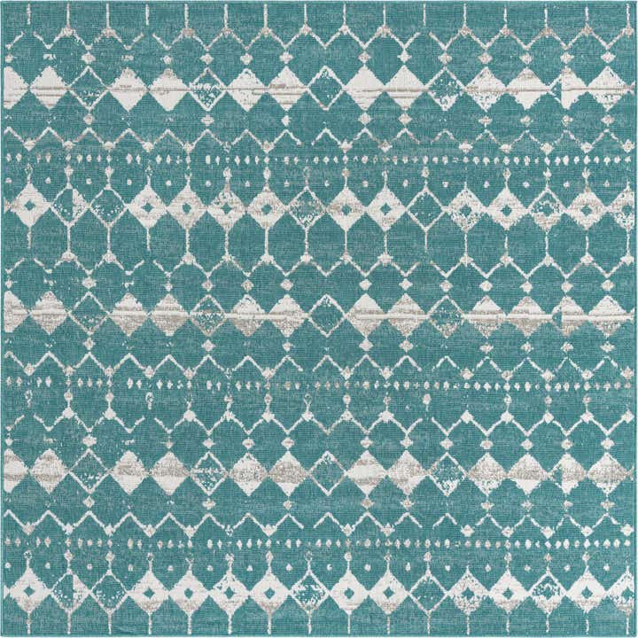 7' 10 x 7' 10 Easy-Clean Trellis Indoor / Outdoor Square Rug