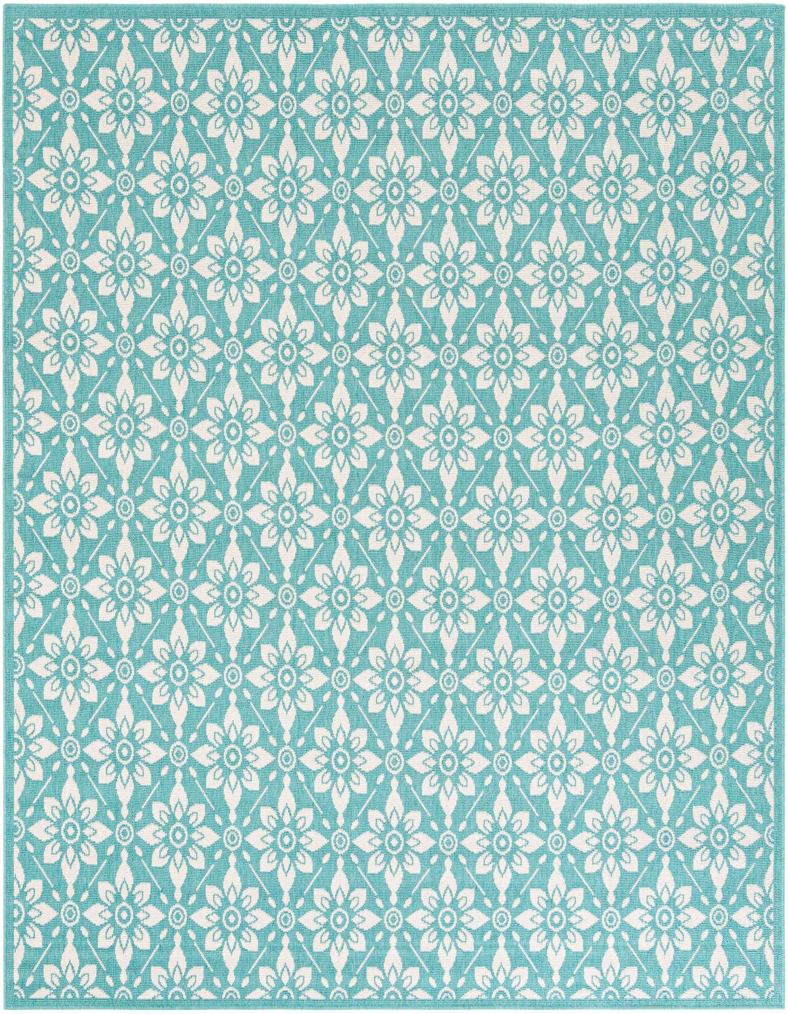 7' 10 x 7' 10 Easy-Clean Trellis Indoor / Outdoor Square Rug
