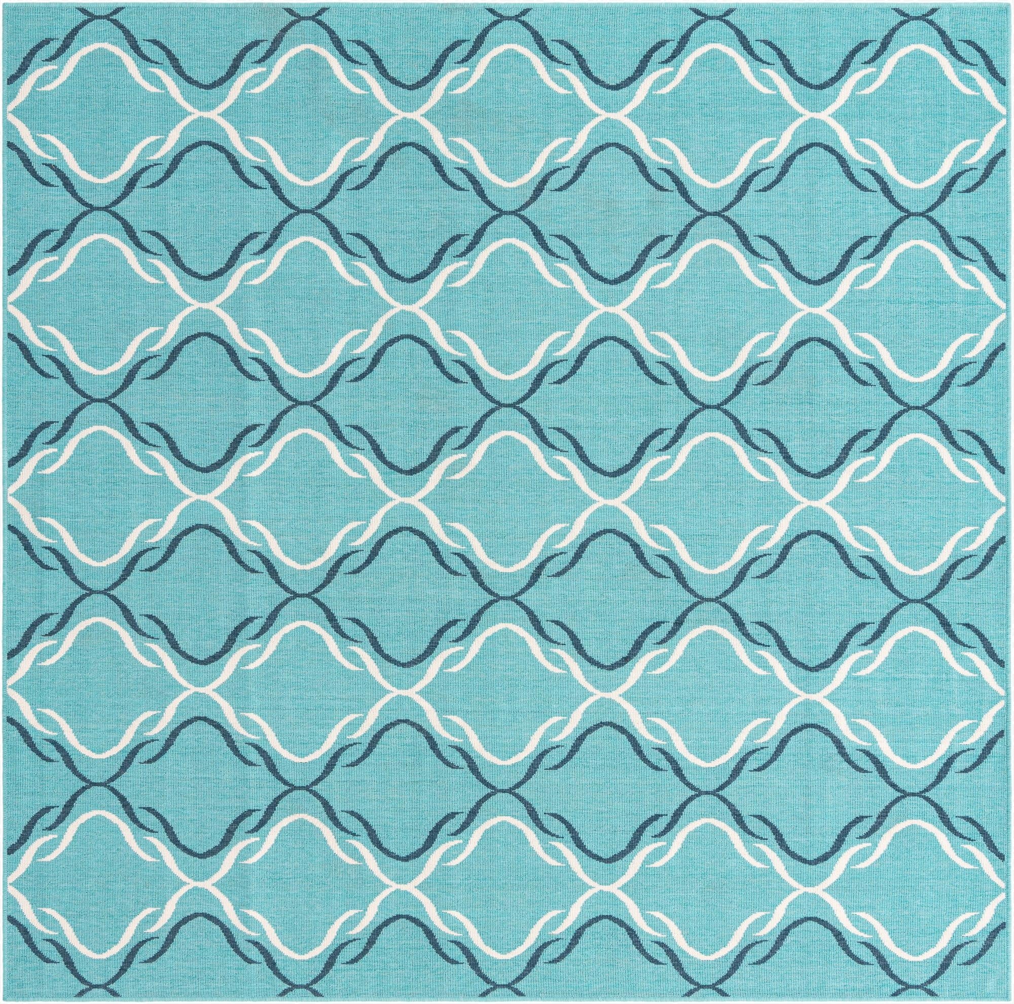 7' 10 x 7' 10  Washable Trellis Indoor / Outdoor Square Rug