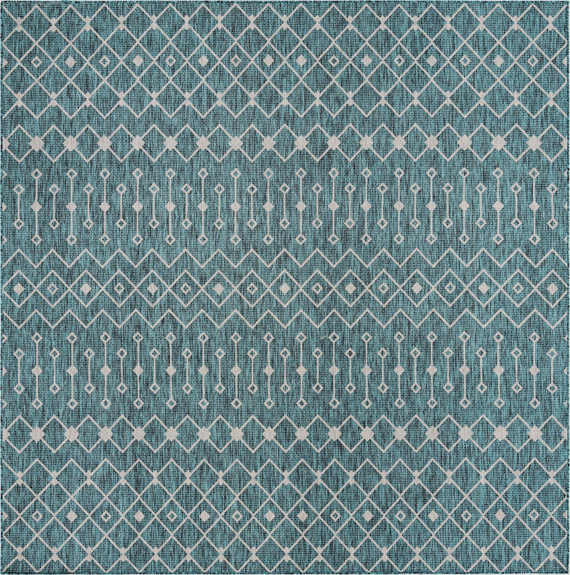 10' 8 x 10' 8  Washable Trellis Indoor / Outdoor Square Rug