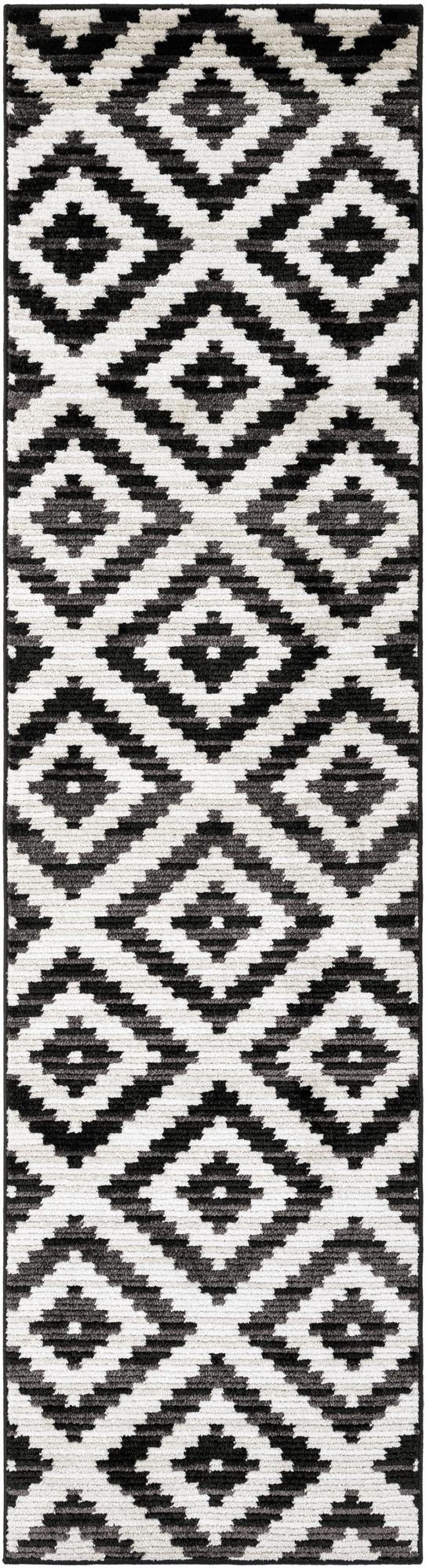 Temple · Diamond rug, black and ivory