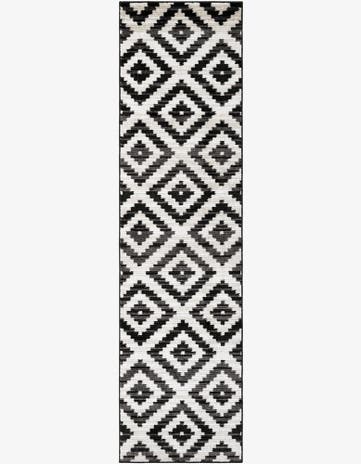 Temple · Diamond rug, black and ivory