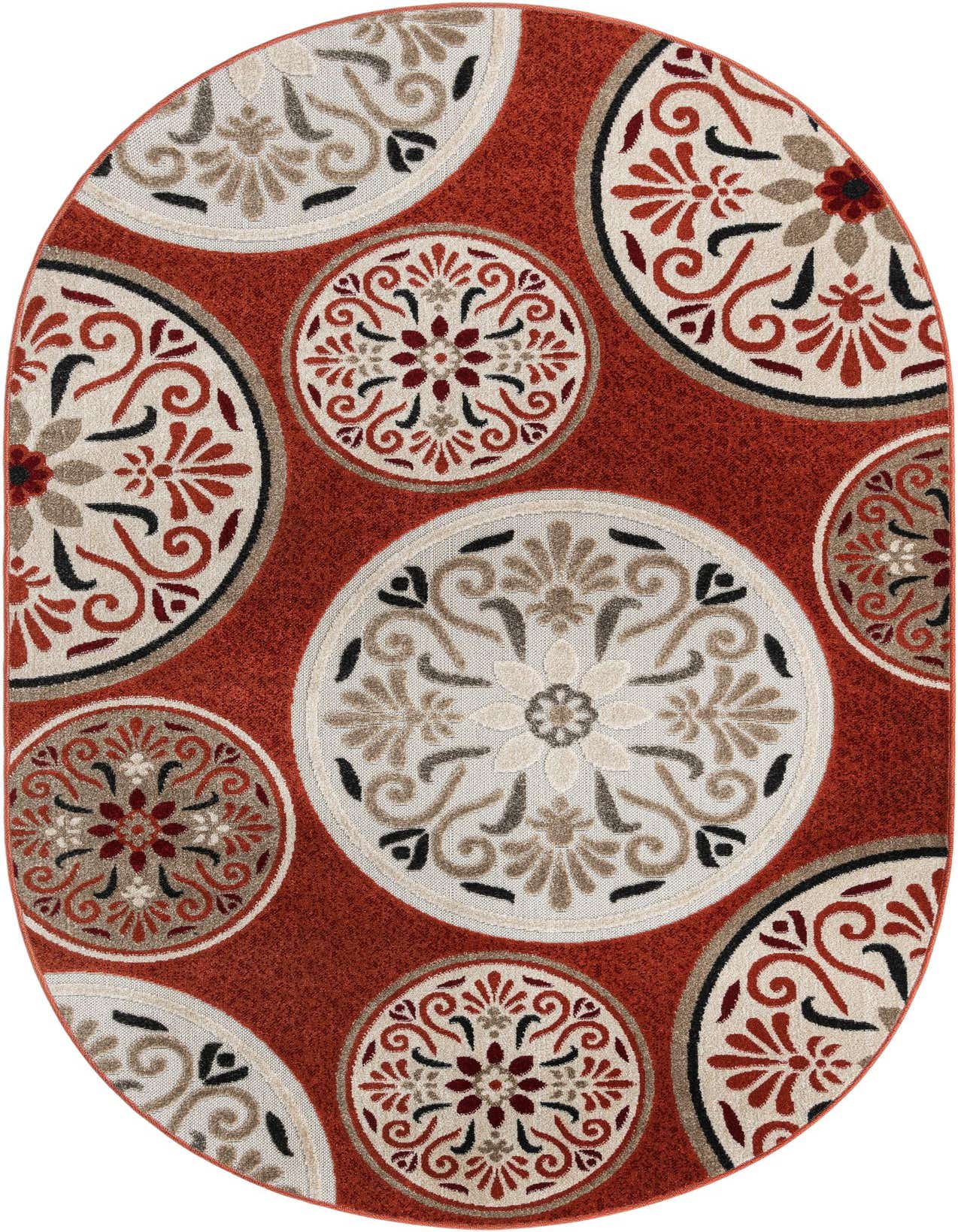 5' 3 x 8' Easy-Clean Modern Indoor / Outdoor Oval Rug