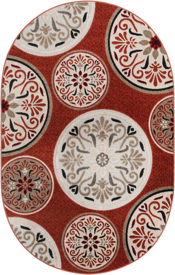 Detail image of 5' 3 x 8' Easy-Clean Modern Indoor / Outdoor Oval Rug