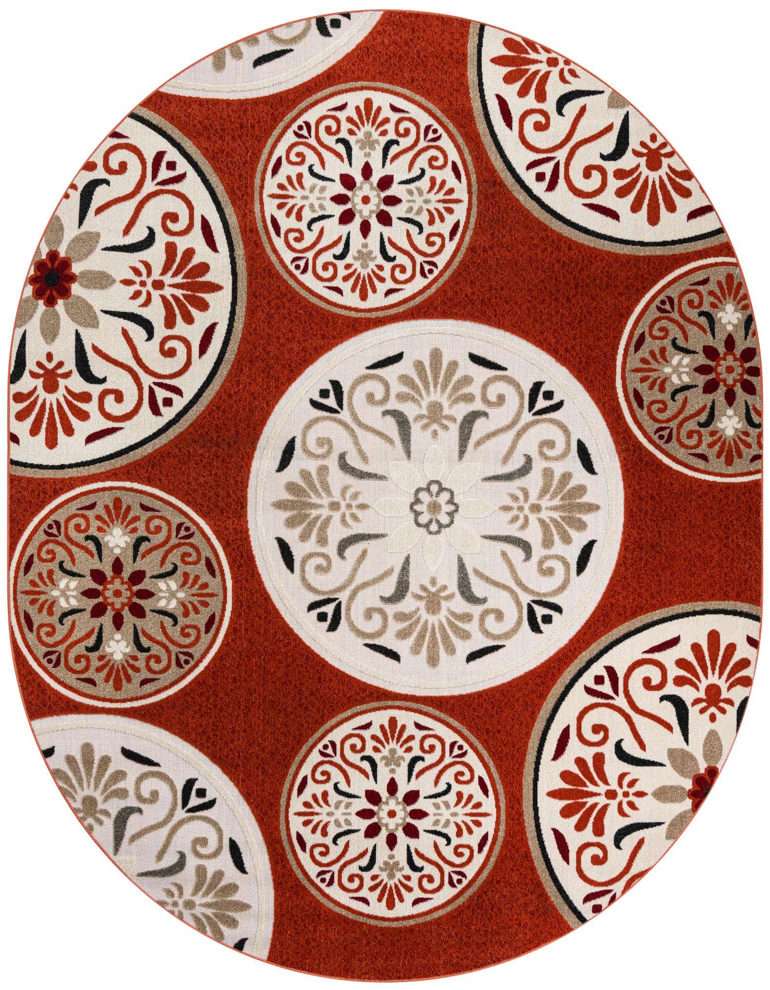 7' 10 x 10' Easy-Clean Modern Indoor / Outdoor Oval Rug
