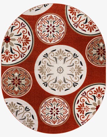 7' 10 x 10' Easy-Clean Modern Indoor / Outdoor Oval Rug