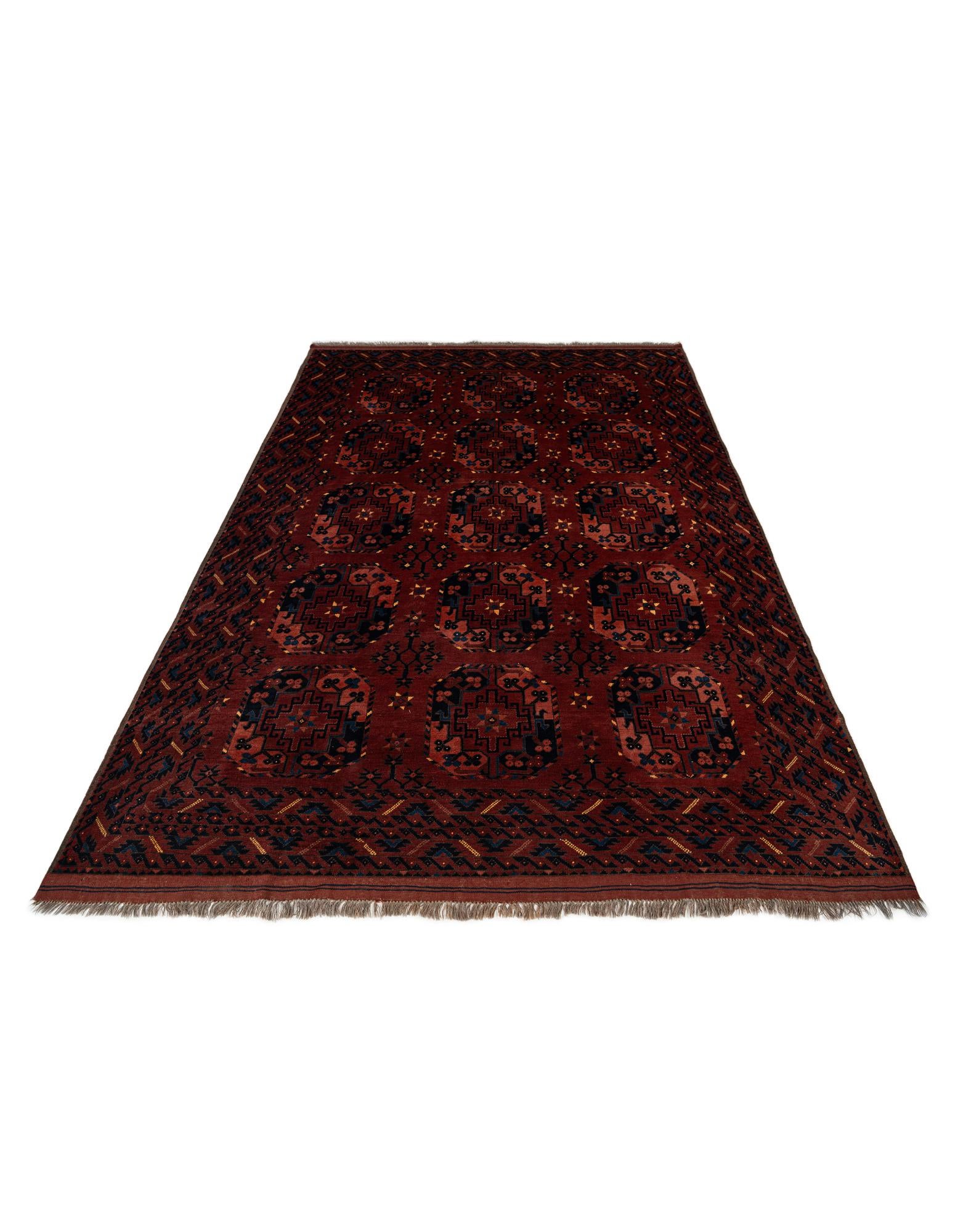 6' 5 x 9' 7 Hand Knotted Afghan Akhche Wool Rug