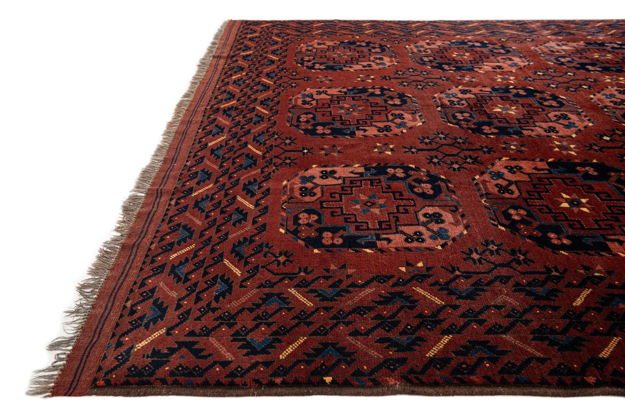 6' 5 x 9' 7 Hand Knotted Afghan Akhche Wool Rug