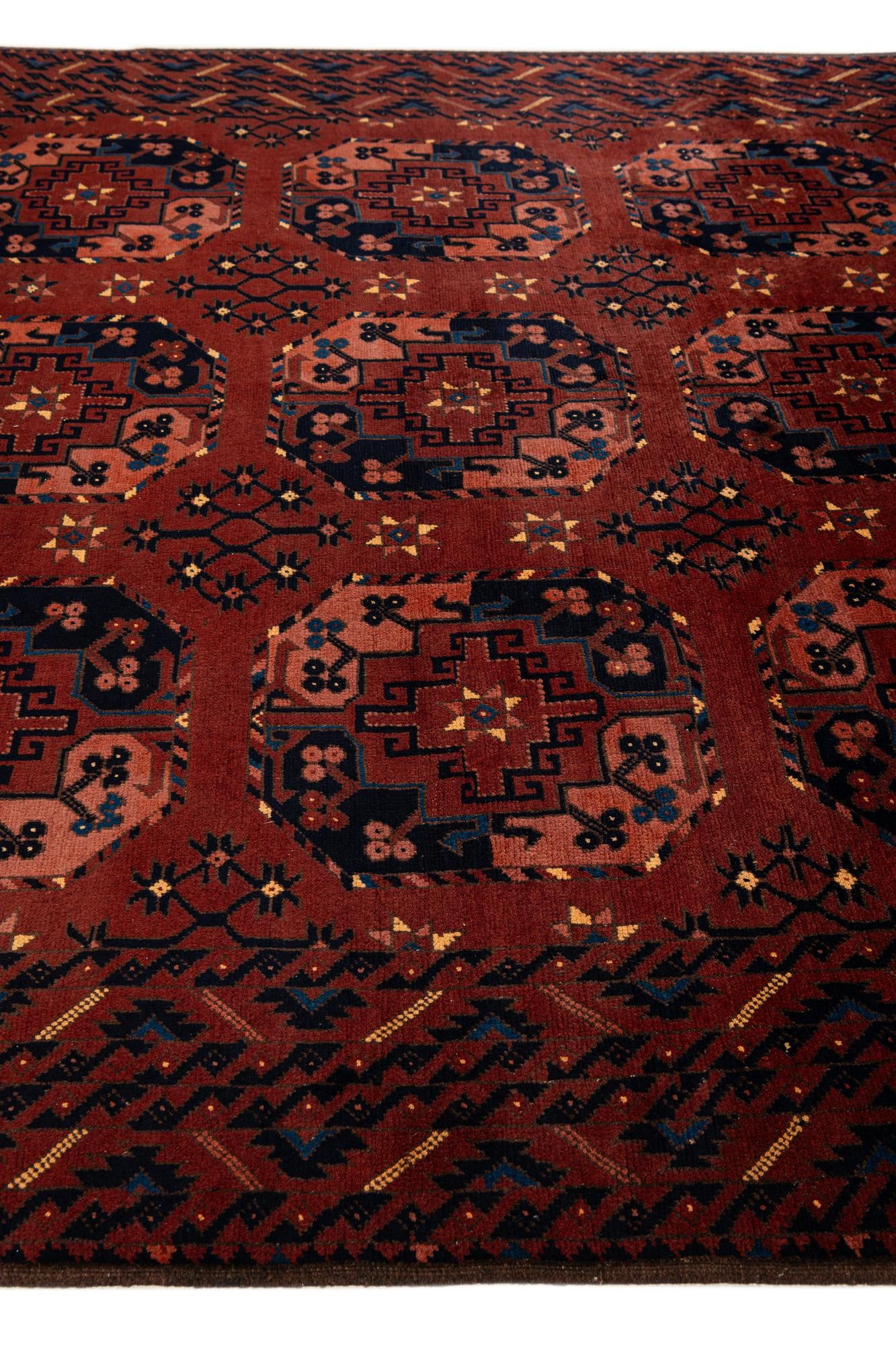 6' 5 x 9' 7 Hand Knotted Afghan Akhche Wool Rug