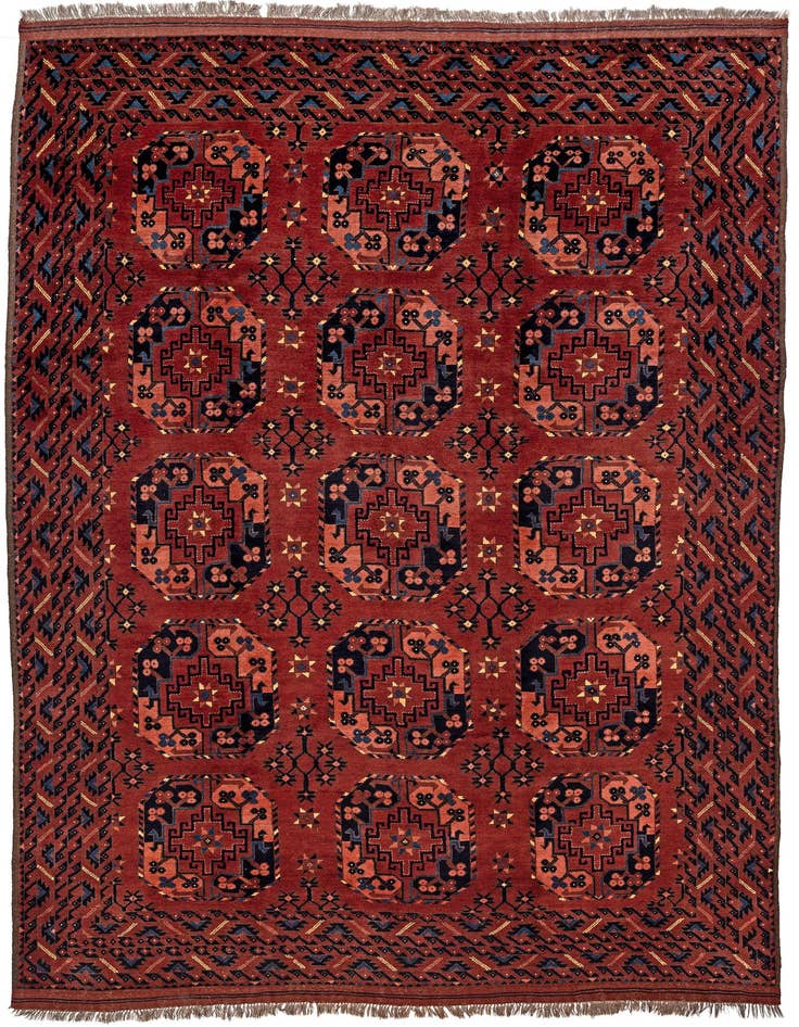 Detail image of 6' 5 x 9' 7 Hand Knotted Afghan Akhche Wool Rug
