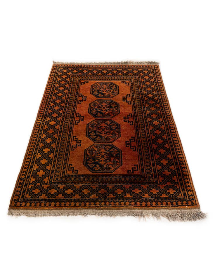 Detail image of 3' 4 x 4' 10  Hand Knotted Afghan Akhche Oriental Wool Rug