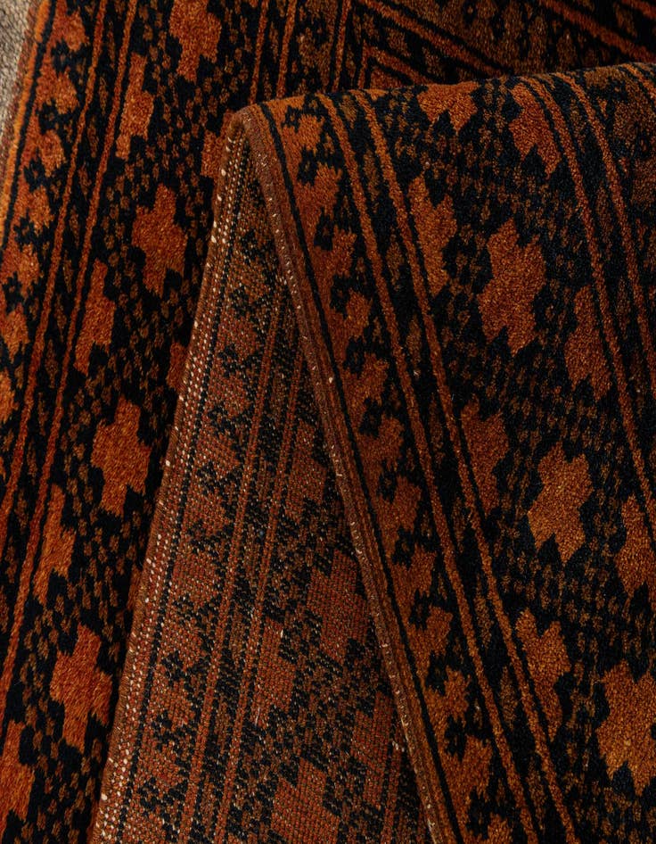 Detail image of 3' 4 x 4' 10  Hand Knotted Afghan Akhche Oriental Wool Rug