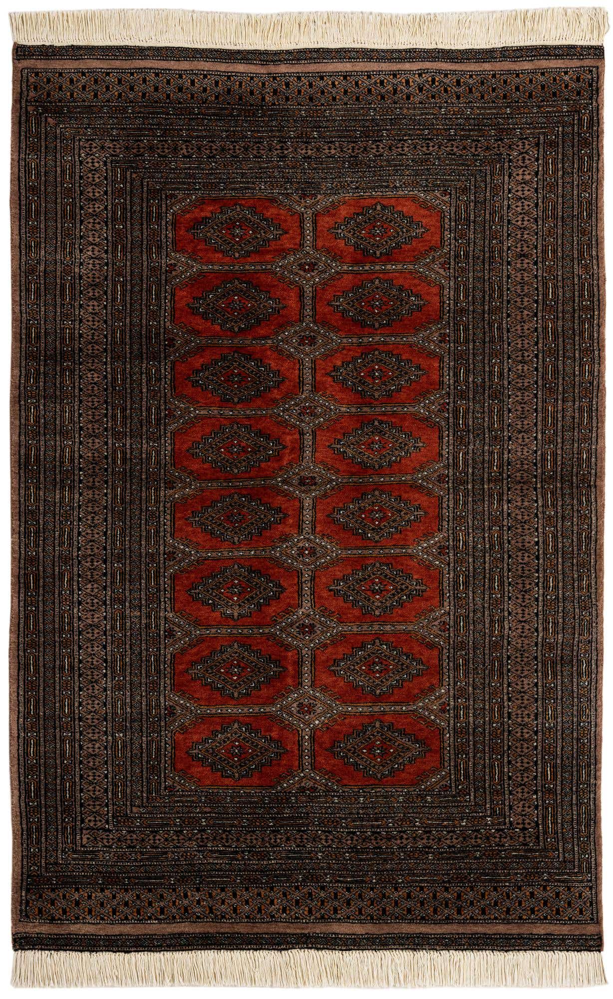 4' 1 x 6' 1 Hand Knotted Bokhara Oriental Wool Rug