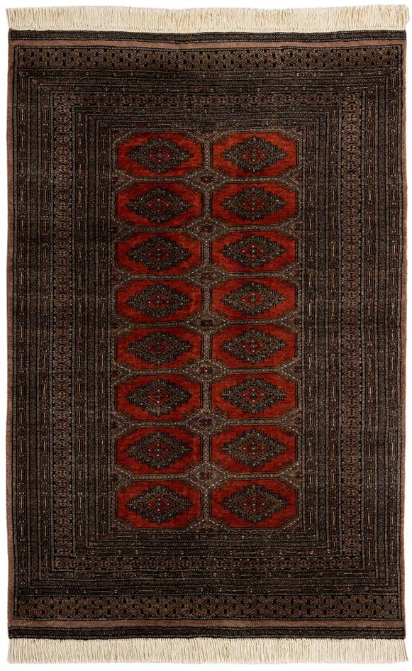 Detail image of 4' 1 x 6' 1 Hand Knotted Bokhara Oriental Wool Rug