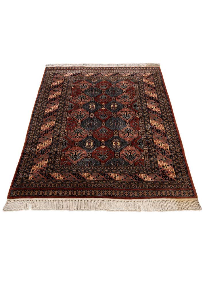 4' 4 x 6' 4 Hand Knotted Bokhara Oriental Wool Rug