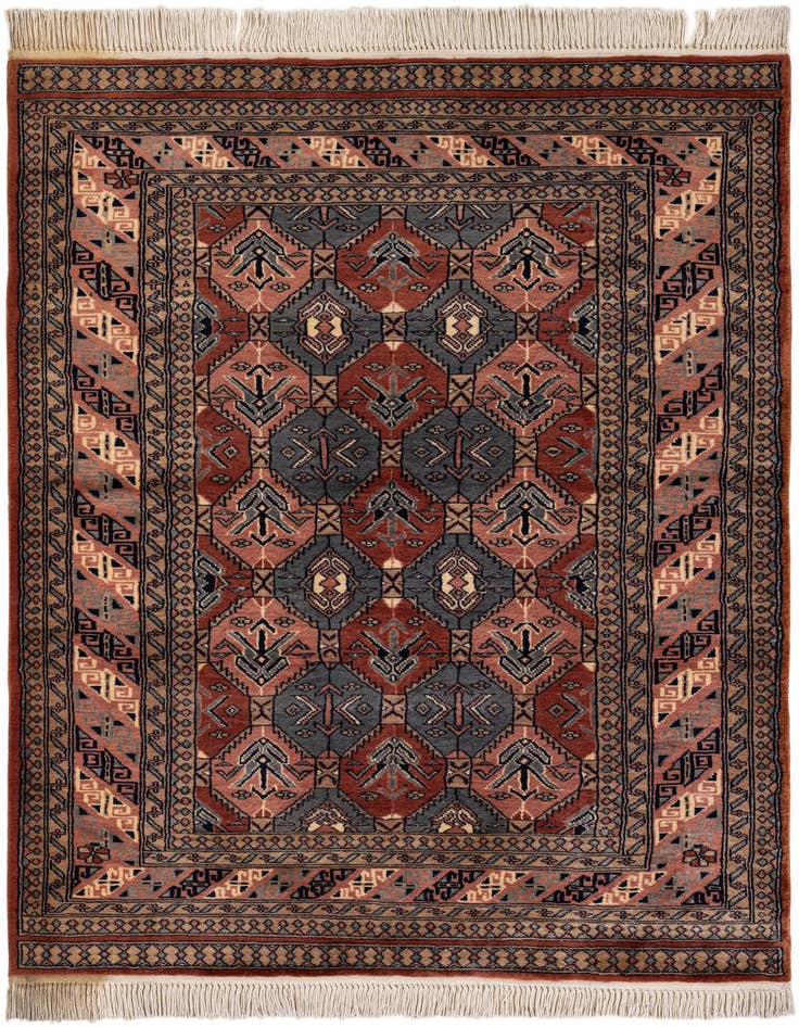 Detail image of 4' 4 x 6' 4 Hand Knotted Bokhara Oriental Wool Rug