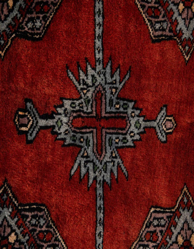 Detail image of 4' 2 x 5' 9 Hand Knotted Bokhara Oriental Wool Rug