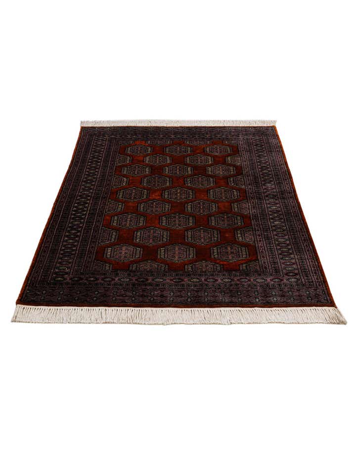 4' x 5' 3 Hand Knotted Bokhara Oriental Wool Rug