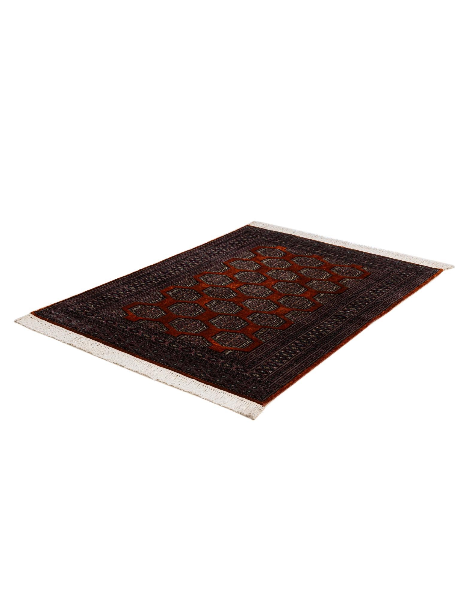 4' x 5' 3 Hand Knotted Bokhara Oriental Wool Rug