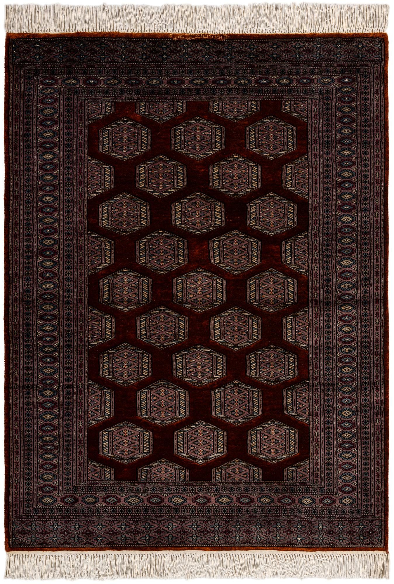 4' x 5' 3 Hand Knotted Bokhara Oriental Wool Rug
