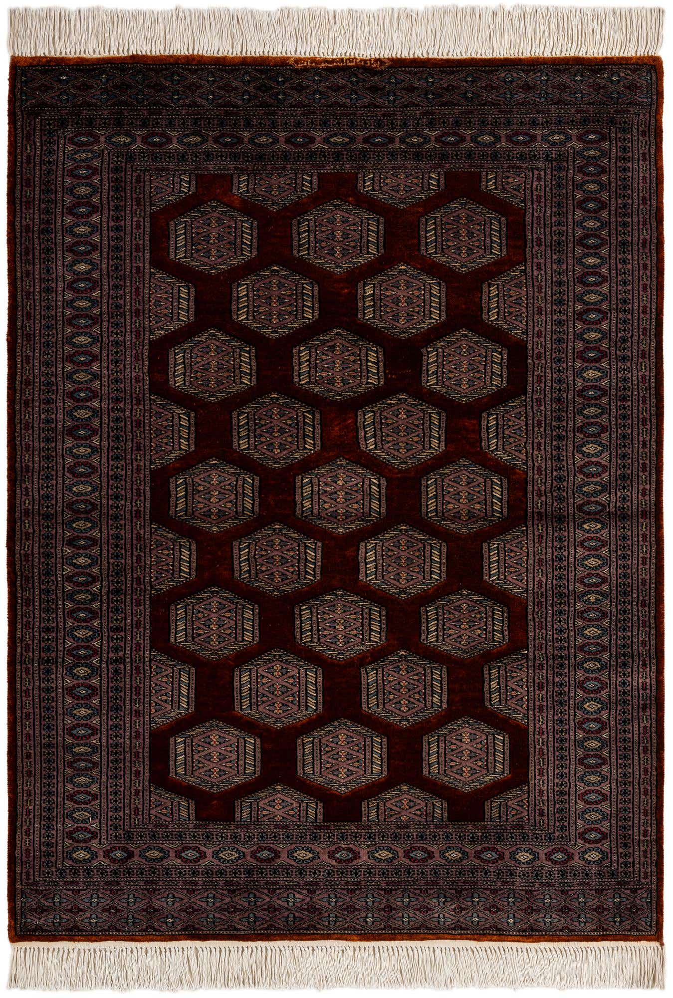 4' x 5' 3 Hand Knotted Bokhara Oriental Wool Rug