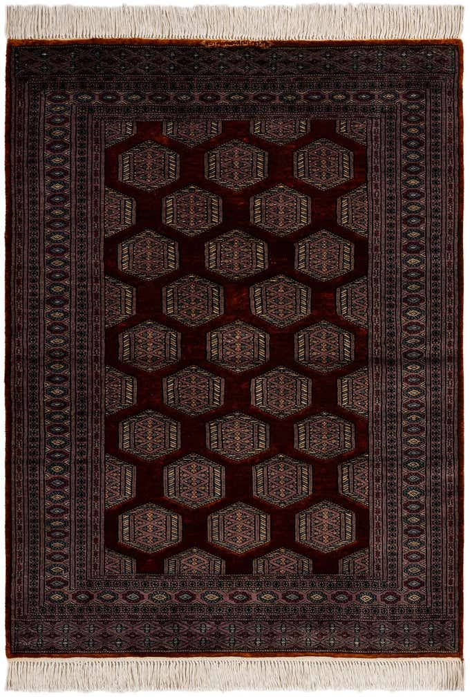 4' x 5' 3 Hand Knotted Bokhara Oriental Wool Rug