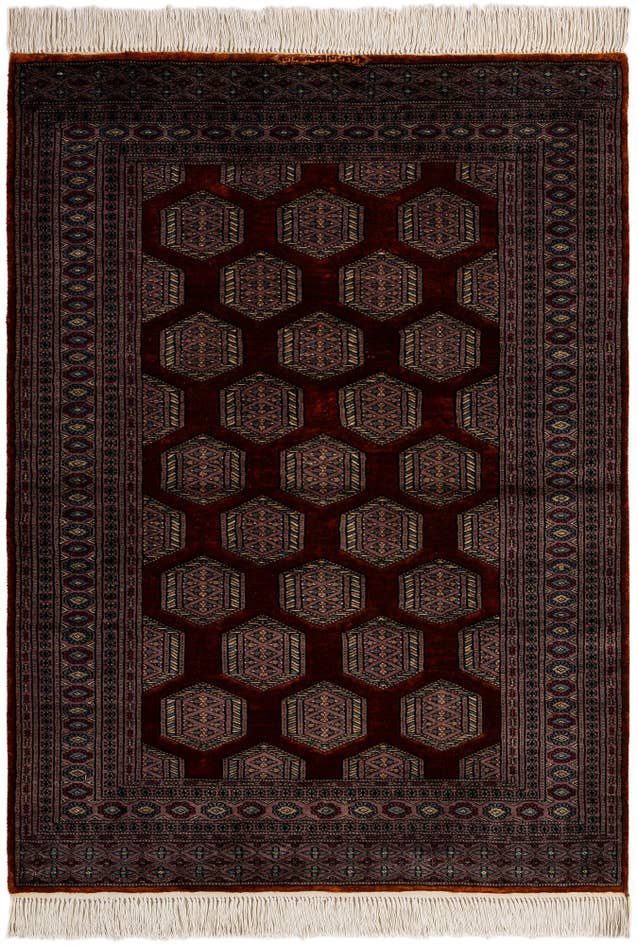 Detail image of 4' x 5' 3 Hand Knotted Bokhara Oriental Wool Rug