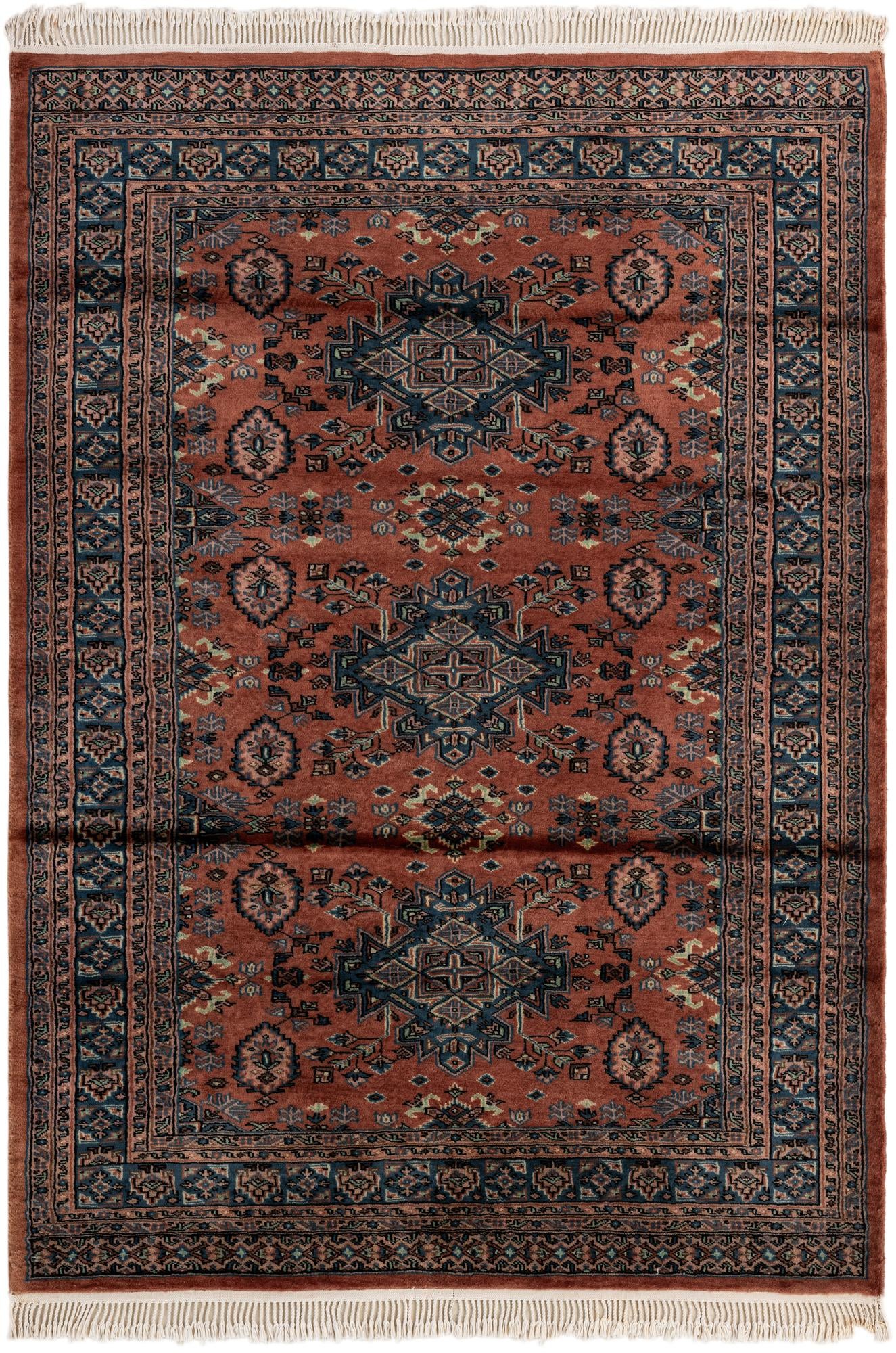 4' 5 x 6' 2 Hand Knotted Bokhara Oriental Wool Rug