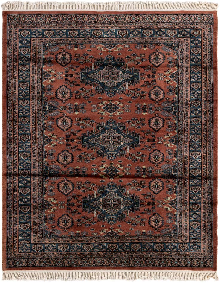 Detail image of 4' 5 x 6' 2 Hand Knotted Bokhara Oriental Wool Rug
