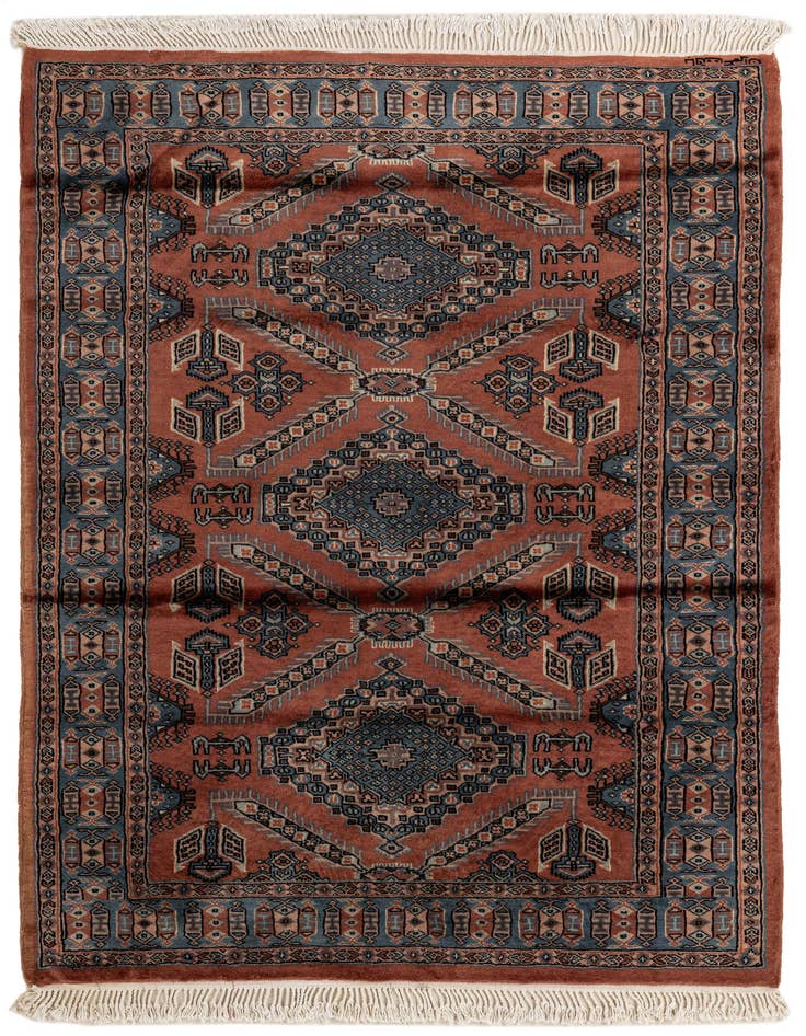 Detail image of 4' 3 x 5' 8 Hand Knotted Bokhara Oriental Wool Rug
