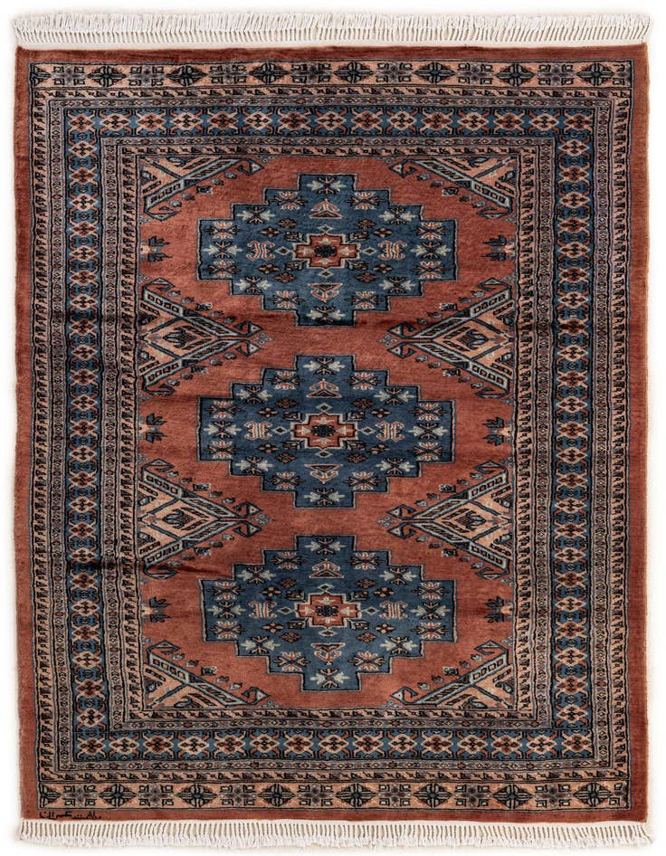 Detail image of 4' 3 x 6' 3 Hand Knotted Bokhara Oriental Wool Rug