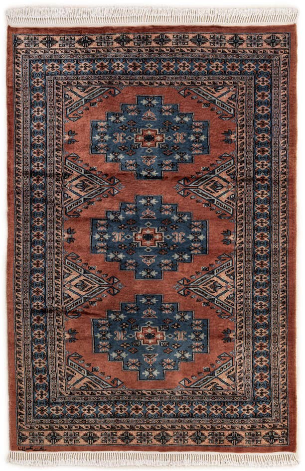 Detail image of 4' 3 x 6' 3 Hand Knotted Bokhara Oriental Wool Rug