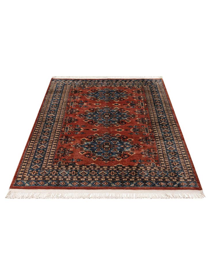 Detail image of 4' 2 x 6' 2 Hand Knotted Bokhara Oriental Wool Rug