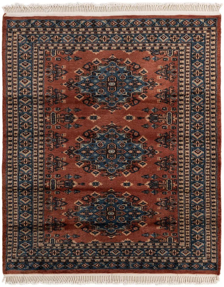 Detail image of 4' 2 x 6' 2 Hand Knotted Bokhara Oriental Wool Rug