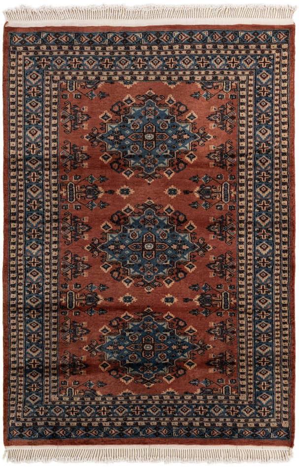 Detail image of 4' 2 x 6' 2 Hand Knotted Bokhara Oriental Wool Rug