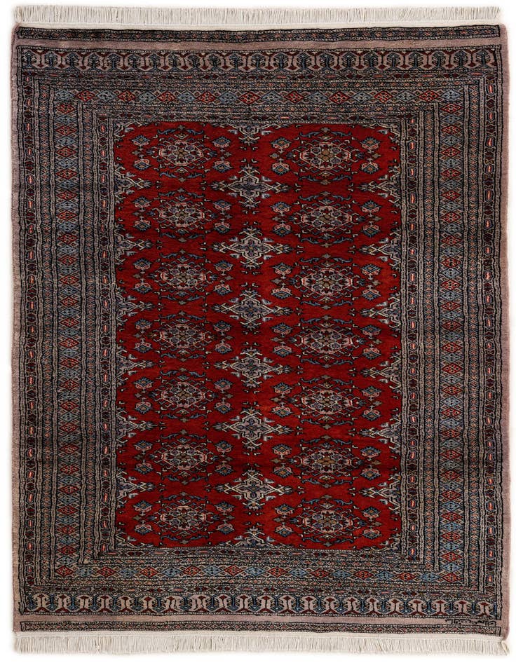 Detail image of 4' 2 x 6' 5 Hand Knotted Bokhara Oriental Wool Rug
