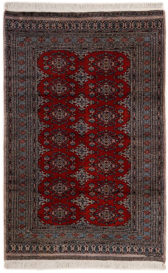 Detail image of 4' 2 x 6' 5 Hand Knotted Bokhara Oriental Wool Rug