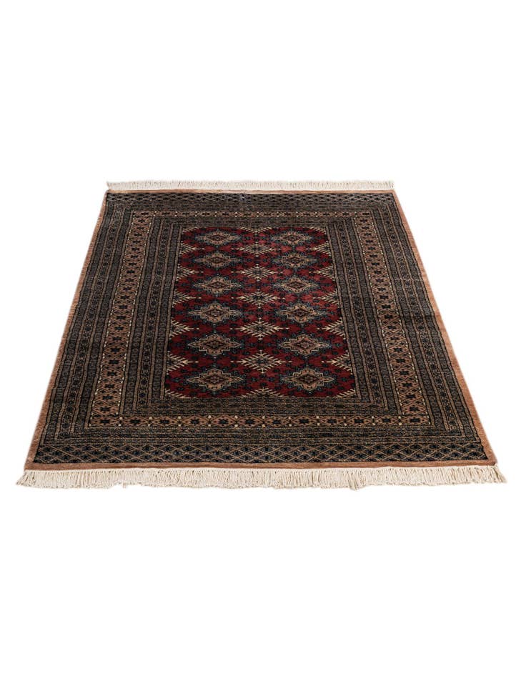 Detail image of 4' 2 x 5' 11 Hand Knotted Bokhara Oriental Wool Rug
