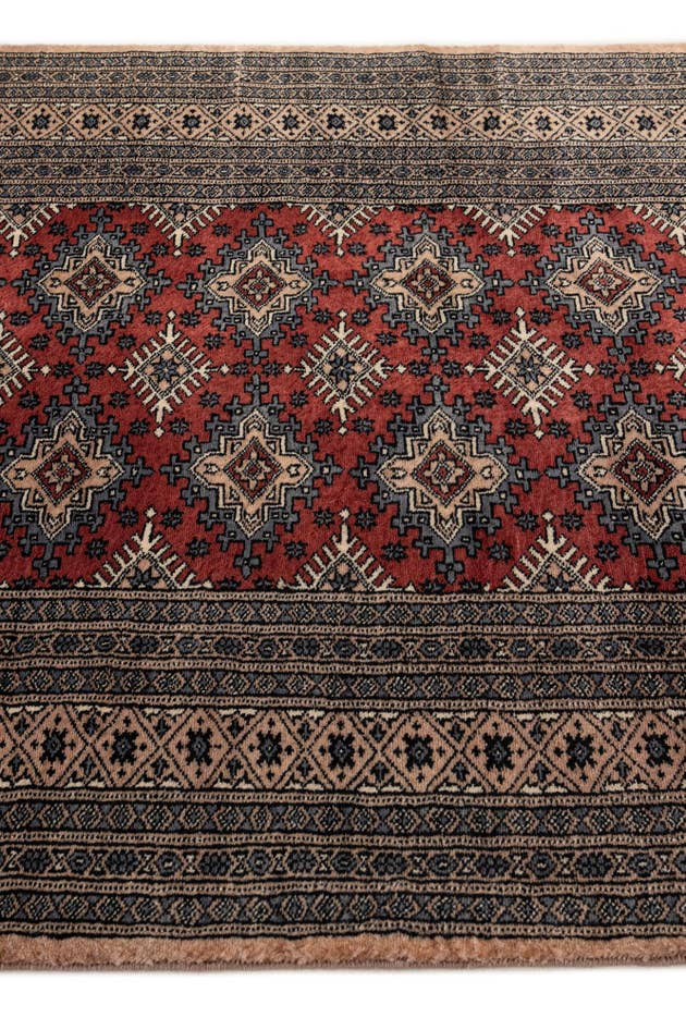 Detail image of 4' 2 x 5' 11 Hand Knotted Bokhara Oriental Wool Rug
