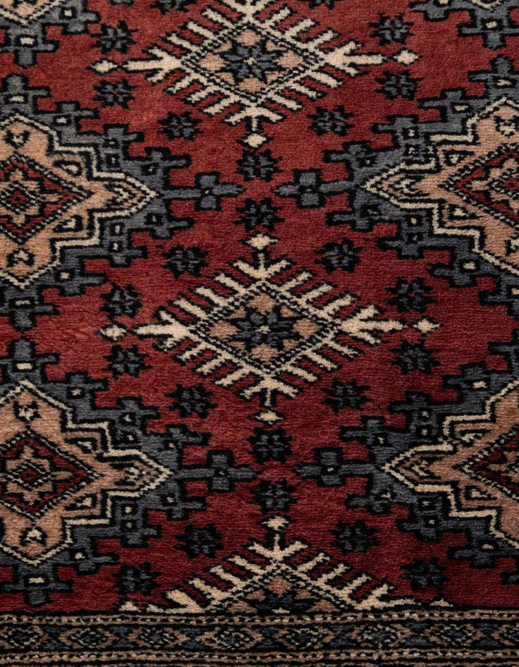 Detail image of 4' 2 x 5' 11  Hand Knotted Bokhara Oriental Wool Rug