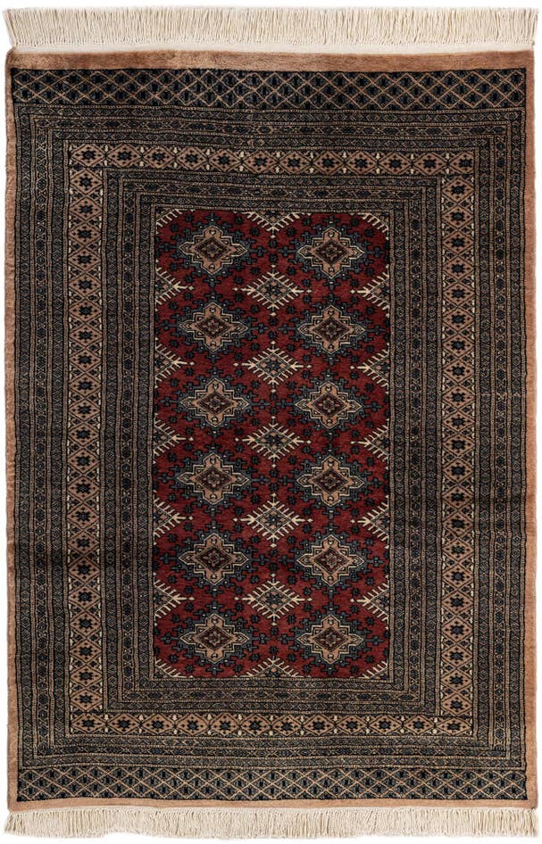 Detail image of 4' 2 x 5' 11 Hand Knotted Bokhara Oriental Wool Rug