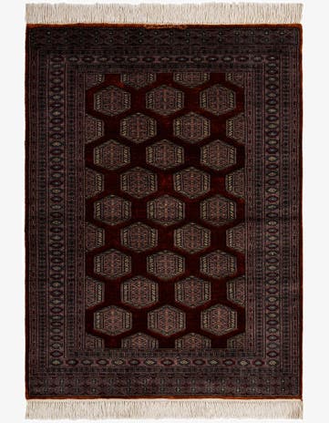4' x 5' 3 Hand Knotted Bokhara Oriental Wool Rug