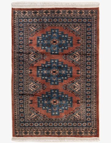 4' 3 x 6' 3 Hand Knotted Bokhara Oriental Wool Rug