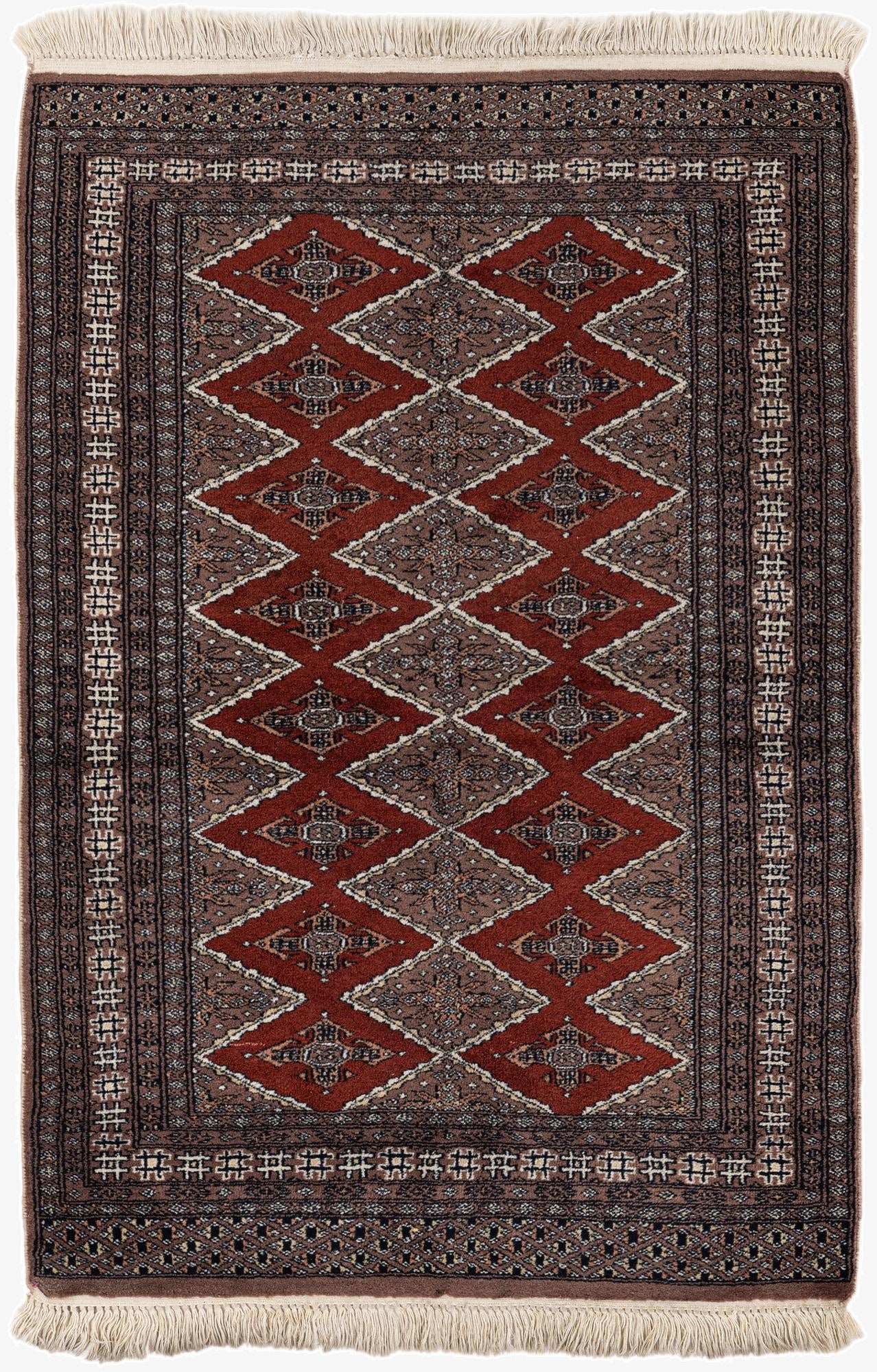 3' 1 x 4' 9  Hand Knotted Bokhara Oriental Wool Rug
