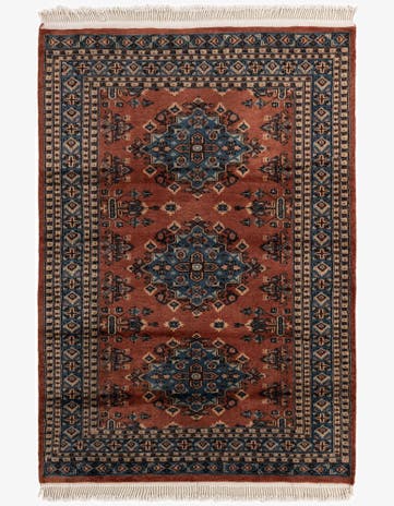 4' 2 x 6' 2 Hand Knotted Bokhara Oriental Wool Rug