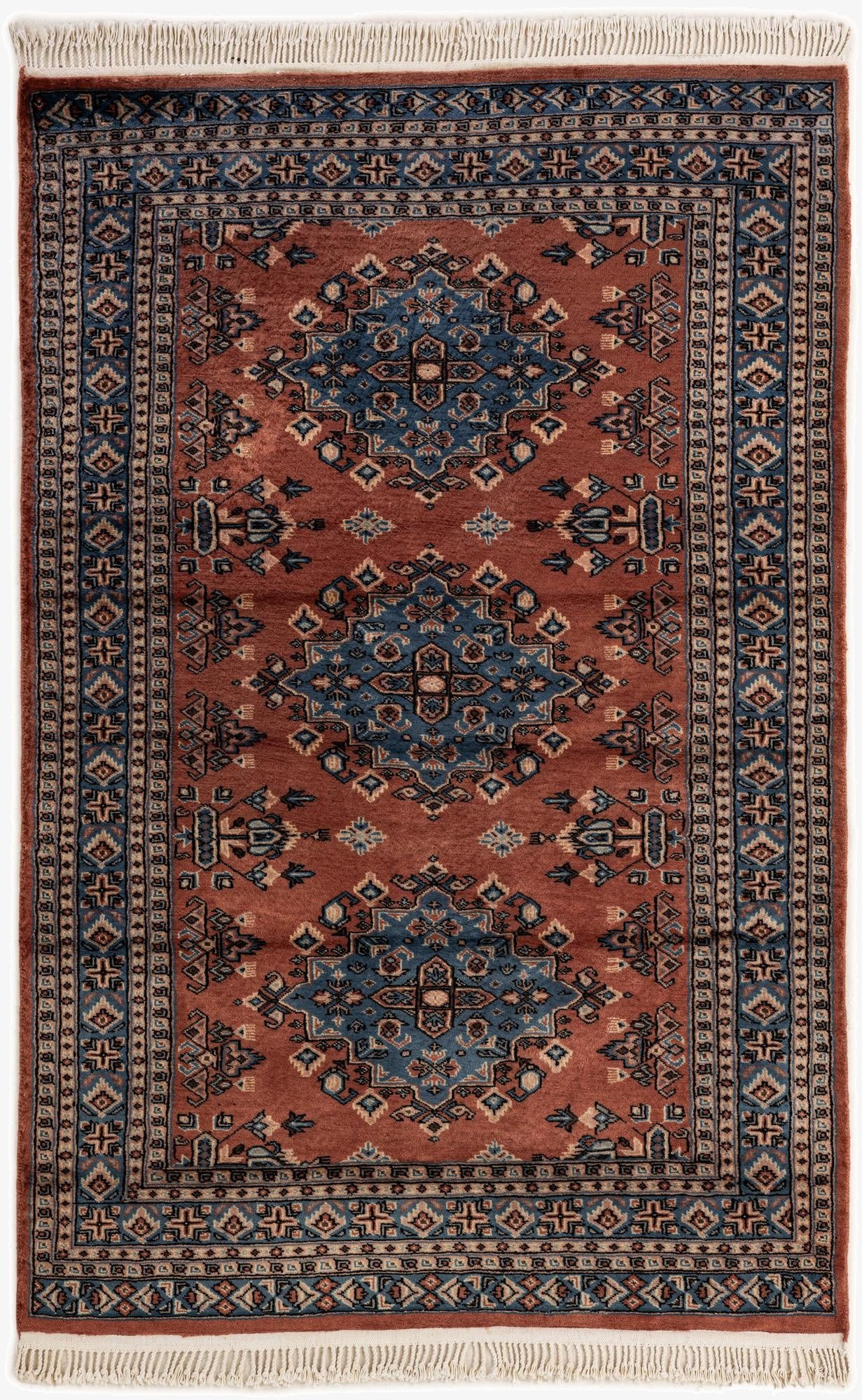 4' 2 x 6' 6  Hand Knotted Bokhara Wool Rug